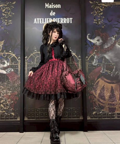 ATELIER-PIERROT／Lace up Ribbon Heart Bag （ブラック×ホワイト）