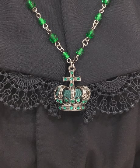 Sheglit／"Noble"クラウンネックレス（シルバー）グリーン