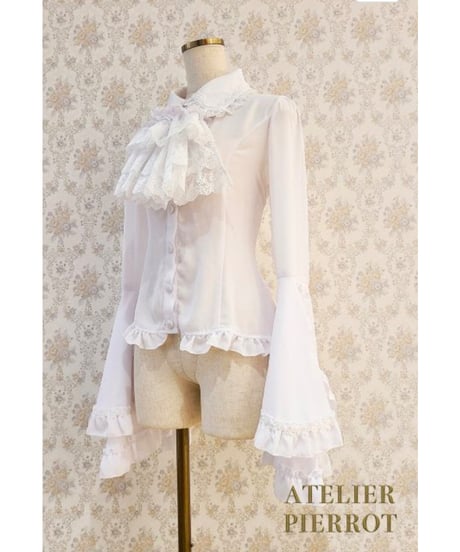 ATELIER-PIERROT／ルイーズ ジャボタイブラウス（ホワイト）