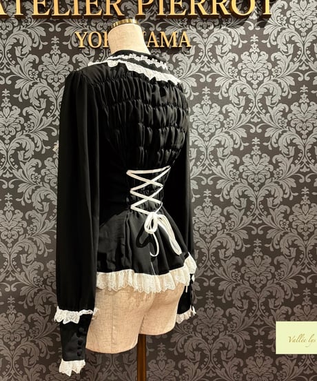 Vallée lys／Dreams Ladder Lace Long Sleeved Blouse （ブラック×ホワイト）