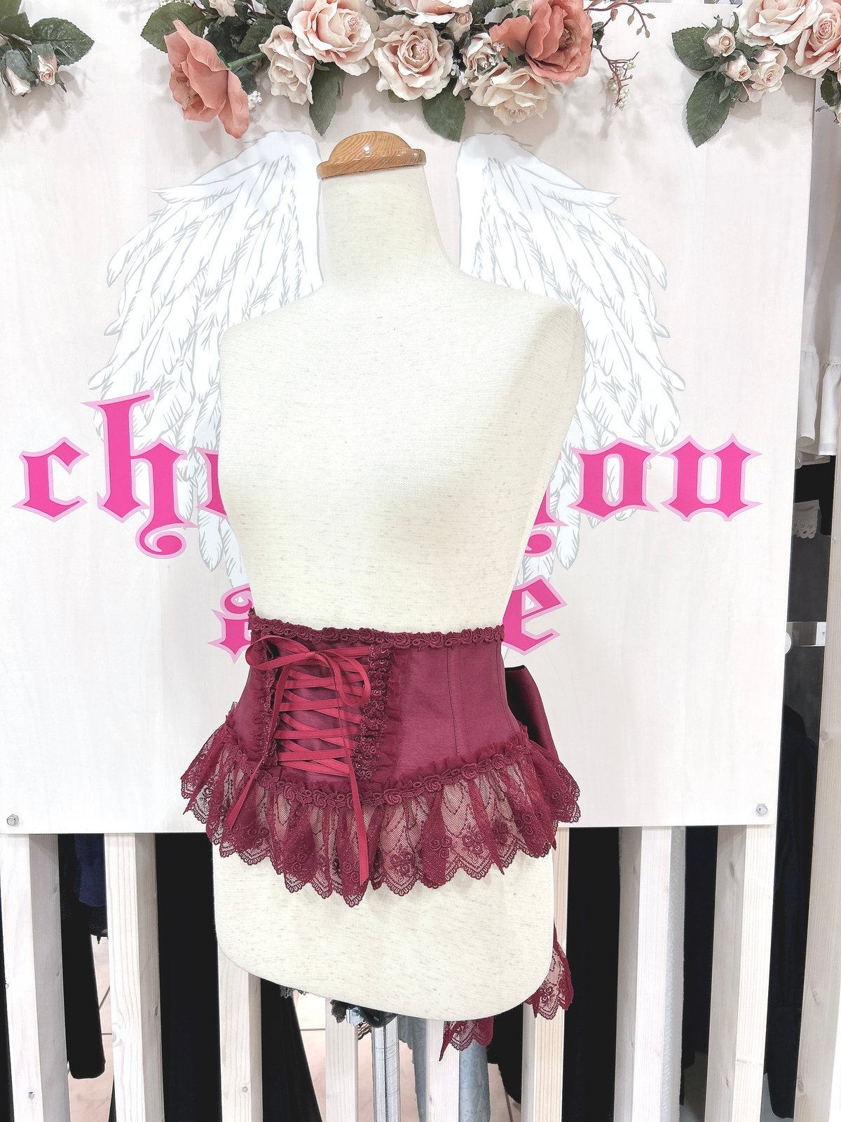 【試着のみ】EnchantlicEnchantilIy リボンコルセット 黒白 Enchantlic Enchantilly】チュールレースリボンコルセット（黒