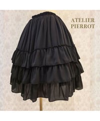 ATELIER-PIERROT／Three-Tiered Ruffle Chiffon Skirt（ブラック）