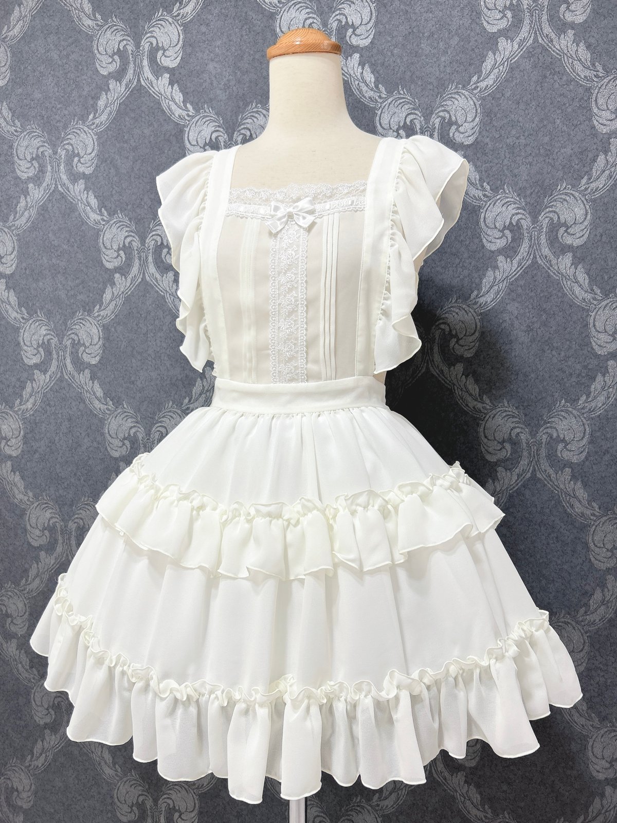 Pina sweetcollection ロリータ フリルエプロン Pina sweetcollection／ティアードフリルエプロン （梨地アイボリー