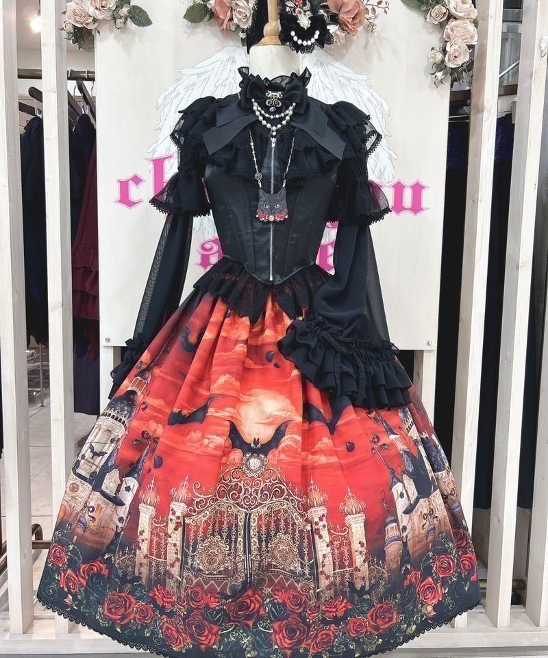 ローズsovシフォンブラック 2WAY 】フロントリボンクロスネック半袖シフォンブラウス