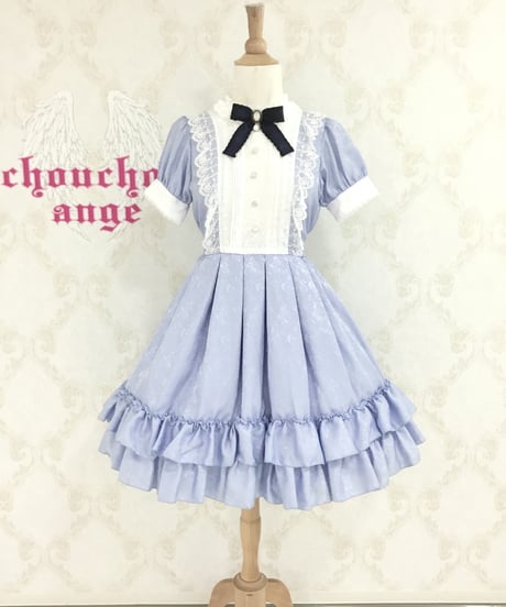 Pina sweetcollection／ローズジャガードワンピース（半袖・  サックス）