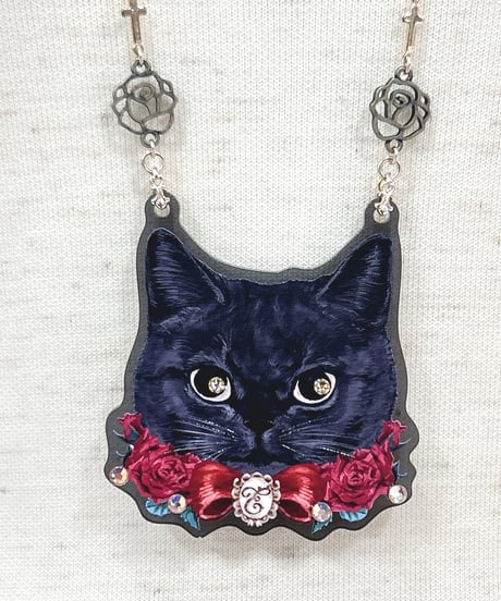 Enchantlic Enchantilly／黒猫のローズちゃん ネックレス（黒・まっすぐな瞳）