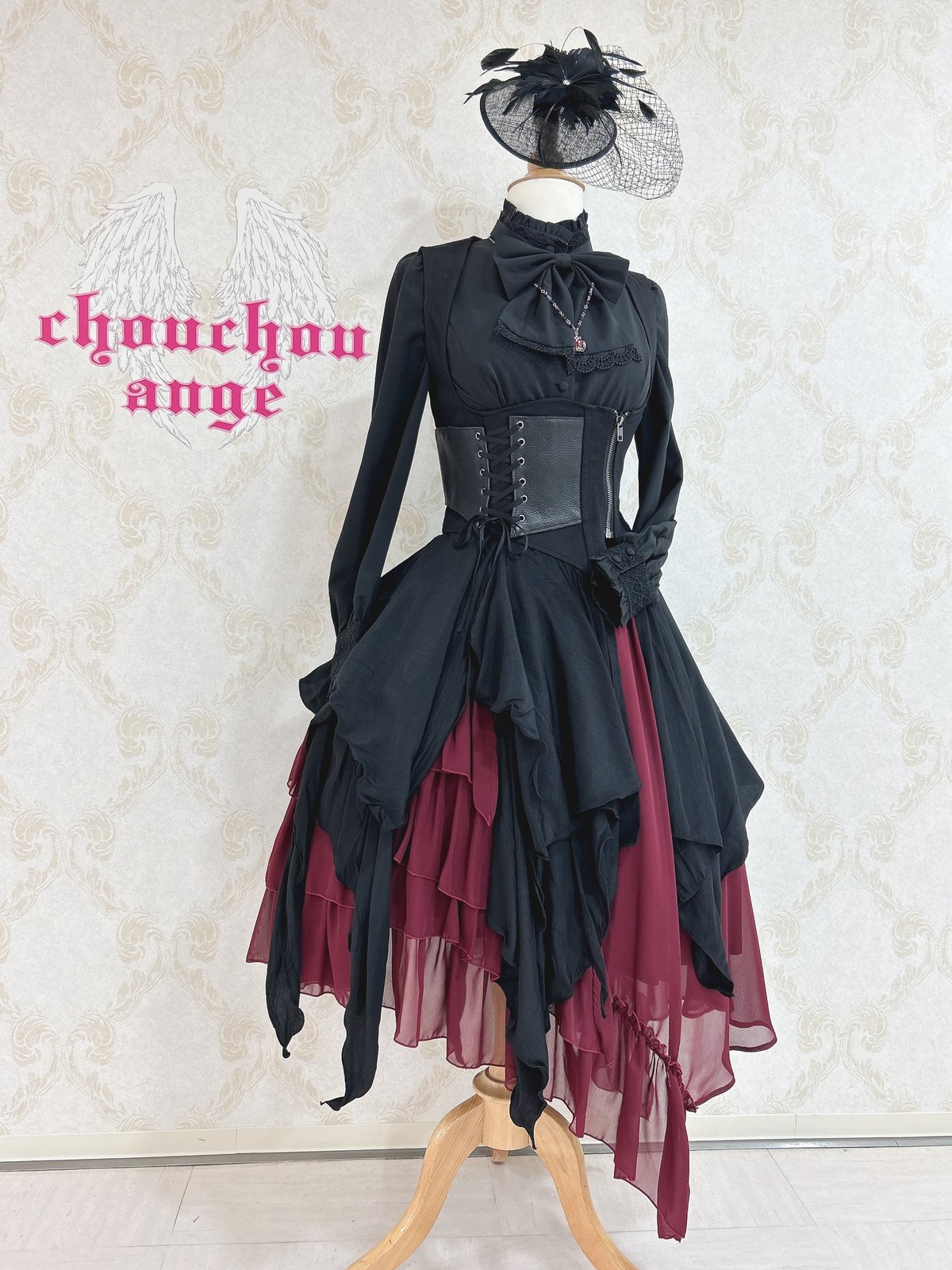 【Sheglit】スタンドカラーリボンジャボブラウス 白 L 新品 Sheglit スタンドカラーリボンジャボブラウス