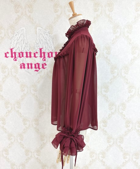 Enchantlic Enchantilly／シャンテリーフリルブラウス（エンジ）