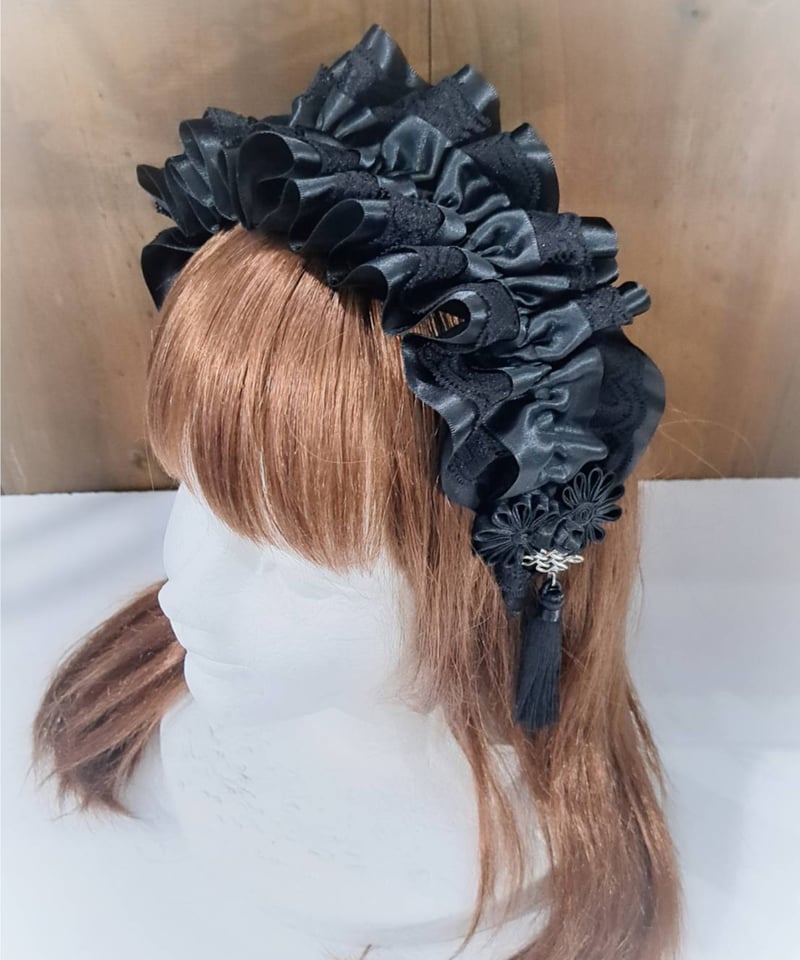 希少★ドルチェ＆ガッバーナ レース 星 カチューシャ ブラック レディース Estrellas / アジアンゴシックタッセルカチューシャ／黒×黒 | chou