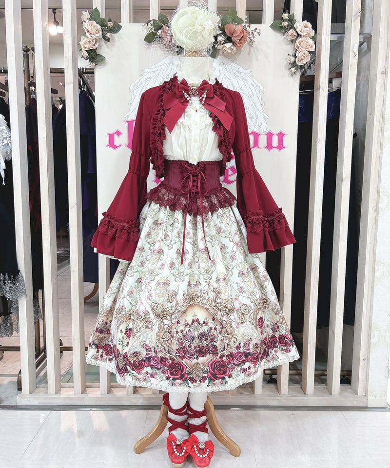 Enchantlic Enchantilly／薔薇姫の王冠スカート（生成り×赤薔薇） | ch