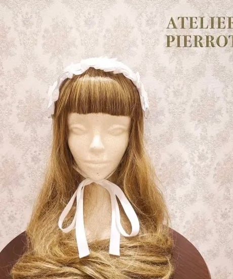 ATELIER-PIERROT／Lace-up Frill Headdress（White）