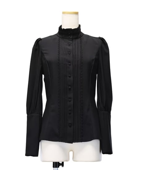 Sheglit／"Serena"タックブラウス（ブラック）【2サイズ展開】