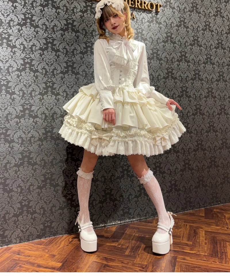 ATELIER-PIERROT／Melty Ribbon Tier Skirt（ホワイト） |