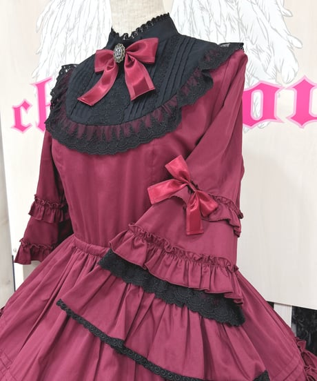 Pina sweetcollection／ドール姫袖ワンピース （ワイン×BK）