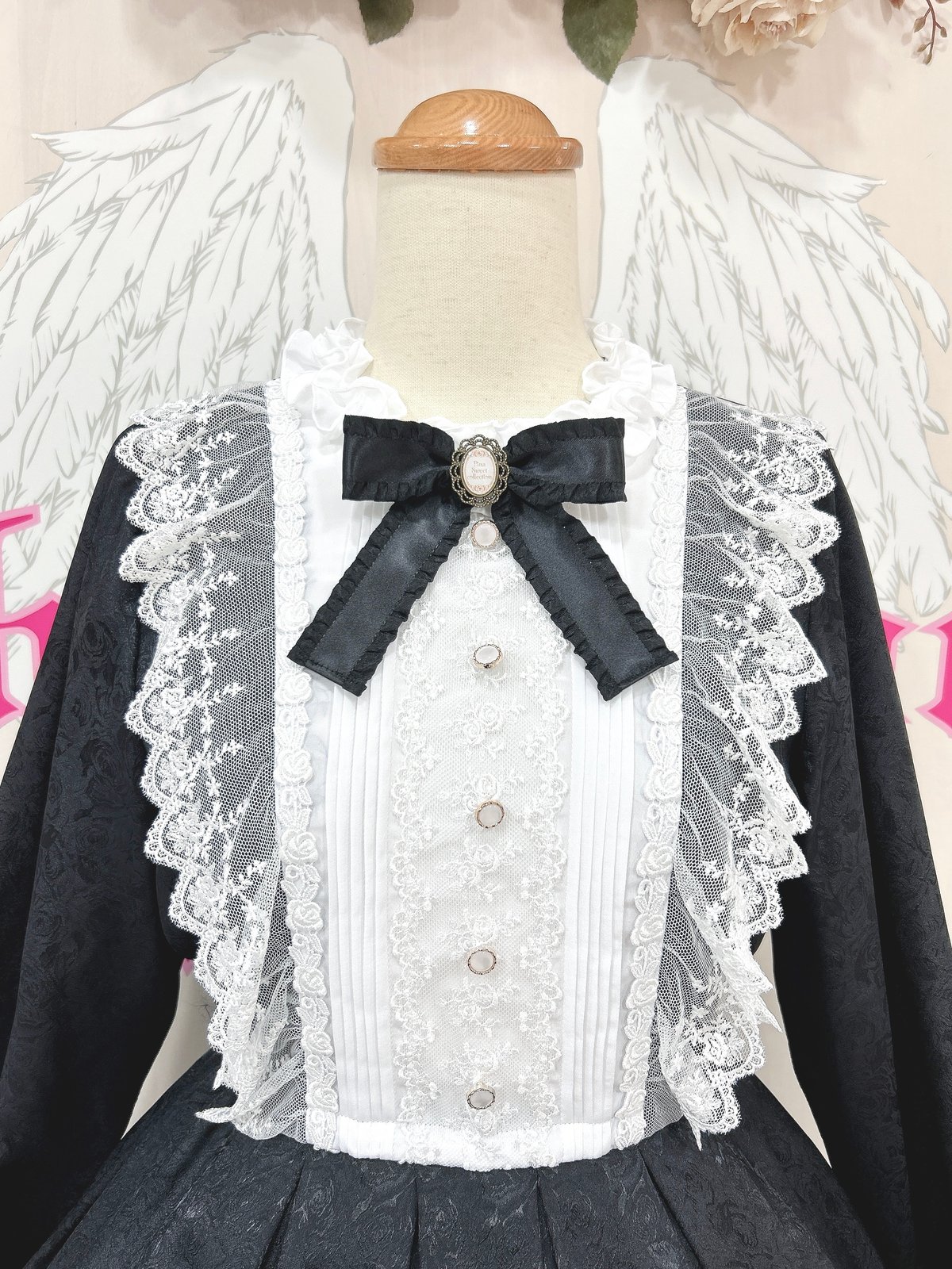 未使用級☆】ローズジャガードワンピース レースフリル リボン