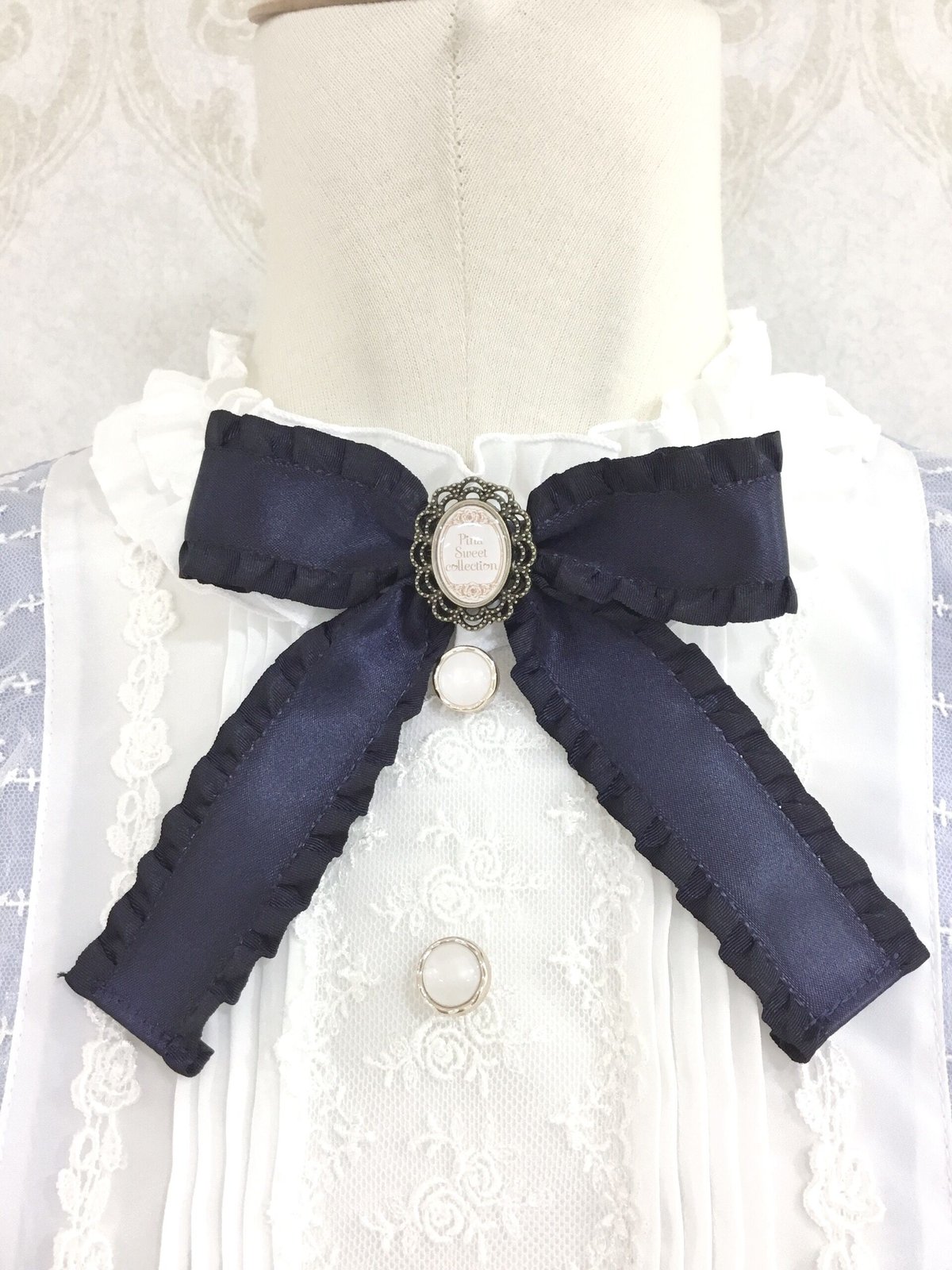 Pina sweetcollection／ローズジャガードワンピース（半袖・ サックス