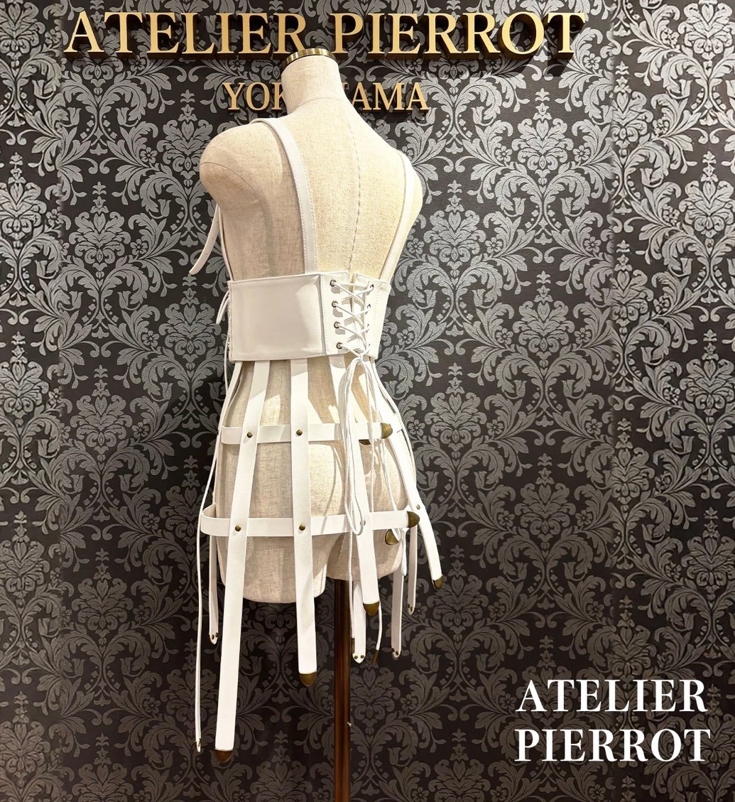 ATELIER-PIERROT アトリエピエロ　コルセットベルト ATELIER PIERROT】 Baroque Cage Corset Harness ホワイト/ブラック
