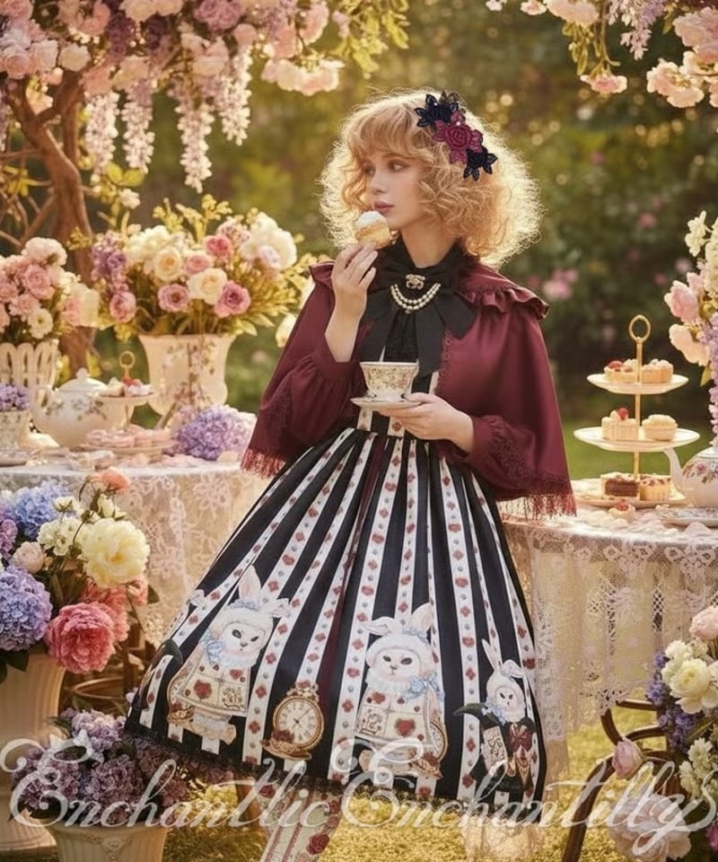 Enchantlic Enchantilly／不思議の国のQueenCat JSK（黒白ストラ