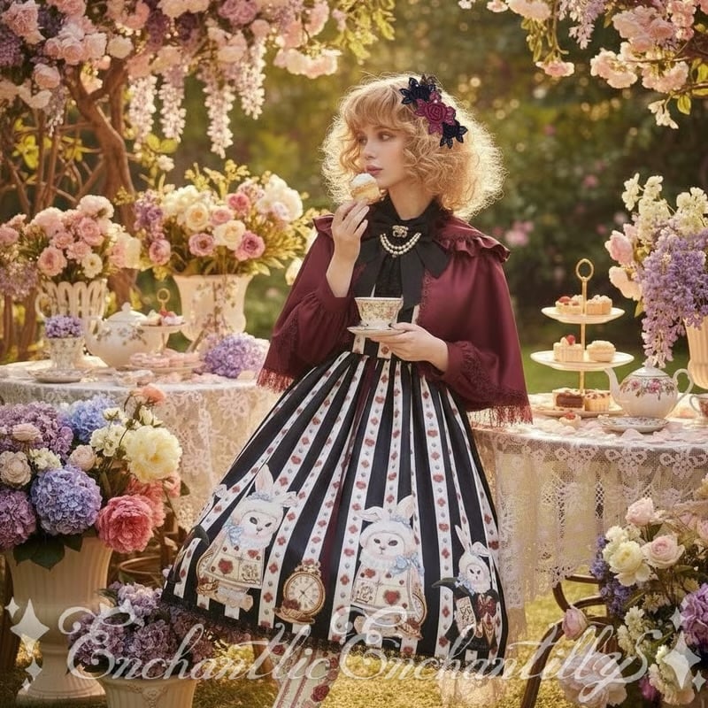 Enchantlic Enchantilly／不思議の国のQueenCat JSK（黒白ストラ