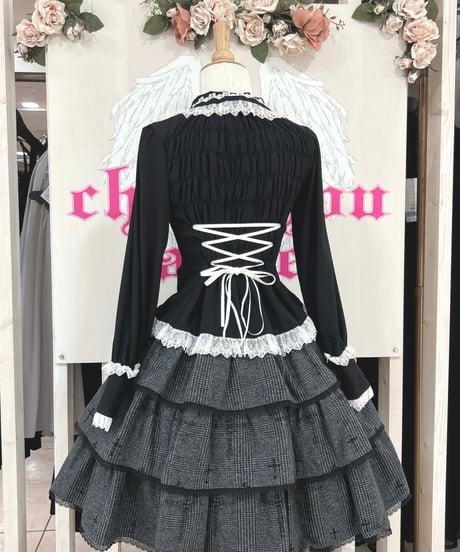Vallée lys／Dreams Ladder Lace Long Sleeved Blouse （ブラック×ホワイト）