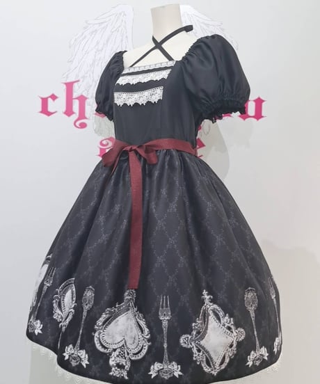 Enchantlic Enchantilly／トランプティータイムワンピース(黒)Lサイズ