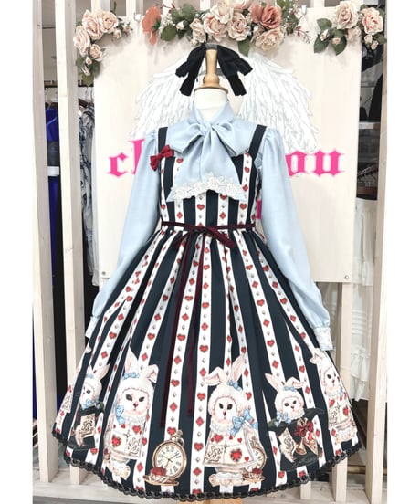 Enchantlic Enchantilly／不思議の国のQueenCat JSK（黒白ストライプ）
