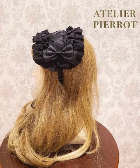 ATELIER-PIERROT／Lace-up Frill Headdress（ブラック）