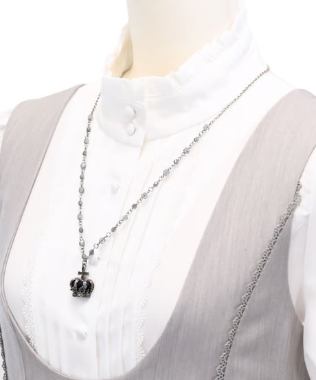 Sheglit／"Noble"クラウンネックレス（シルバー）ネイビー