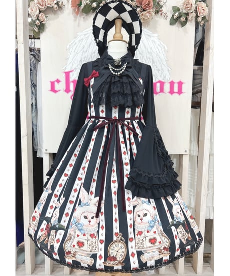 Enchantlic Enchantilly／不思議の国のQueenCat JSK（黒白ストライプ）