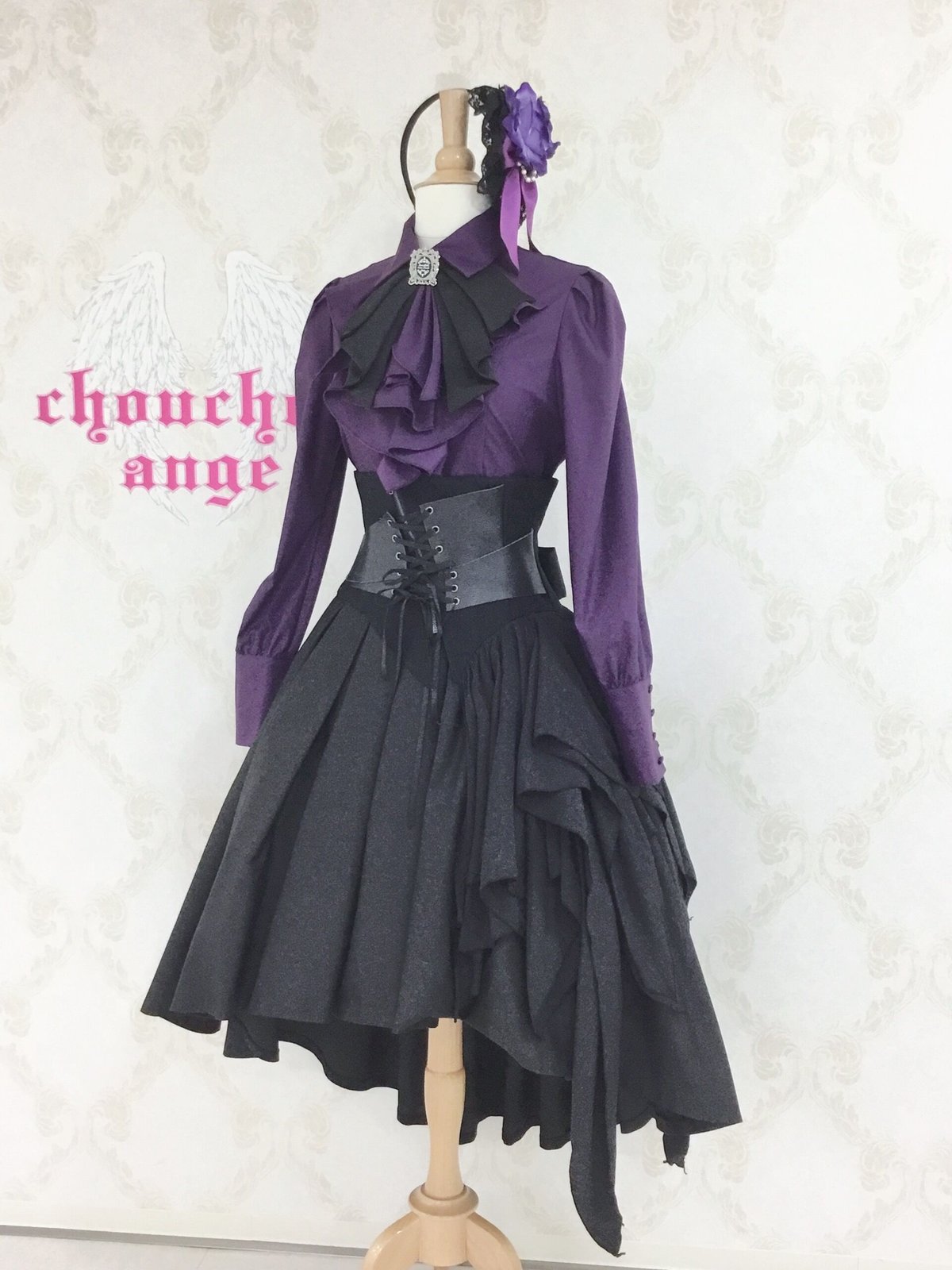 ATELIER-PIERROT/ 薔薇レースカチューシャ(黒×紫薔薇) | chou ATELIER-PIERROT/ 薔薇レースカチューシャ(黒×紫薔薇) | chou