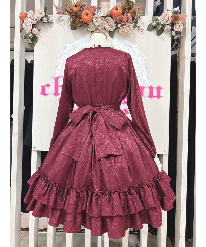 Pina sweetcollection／ローズジャガードワンピース（ワイン