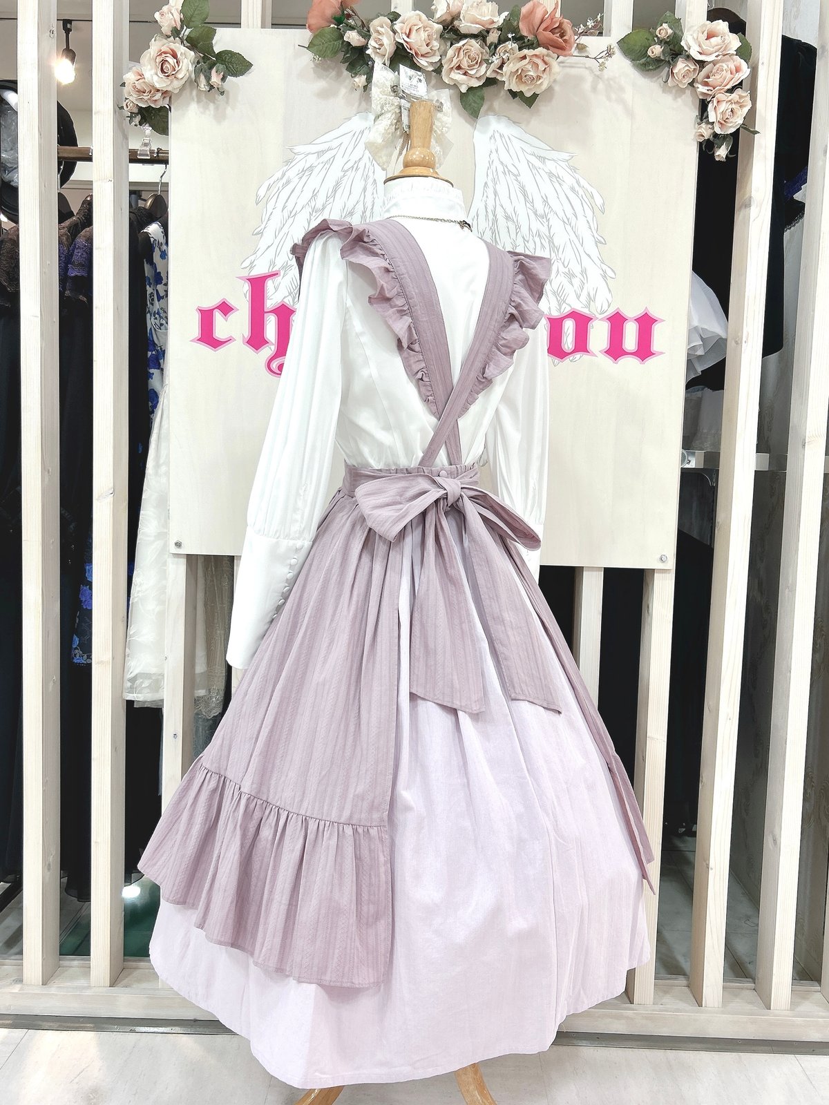 シェグリット　ロングワンピース　薄ピンク　エプロン　ホワイト Amazon｜JAnjiaLxY エプロン ドレスエプロン ワンピースエプロン