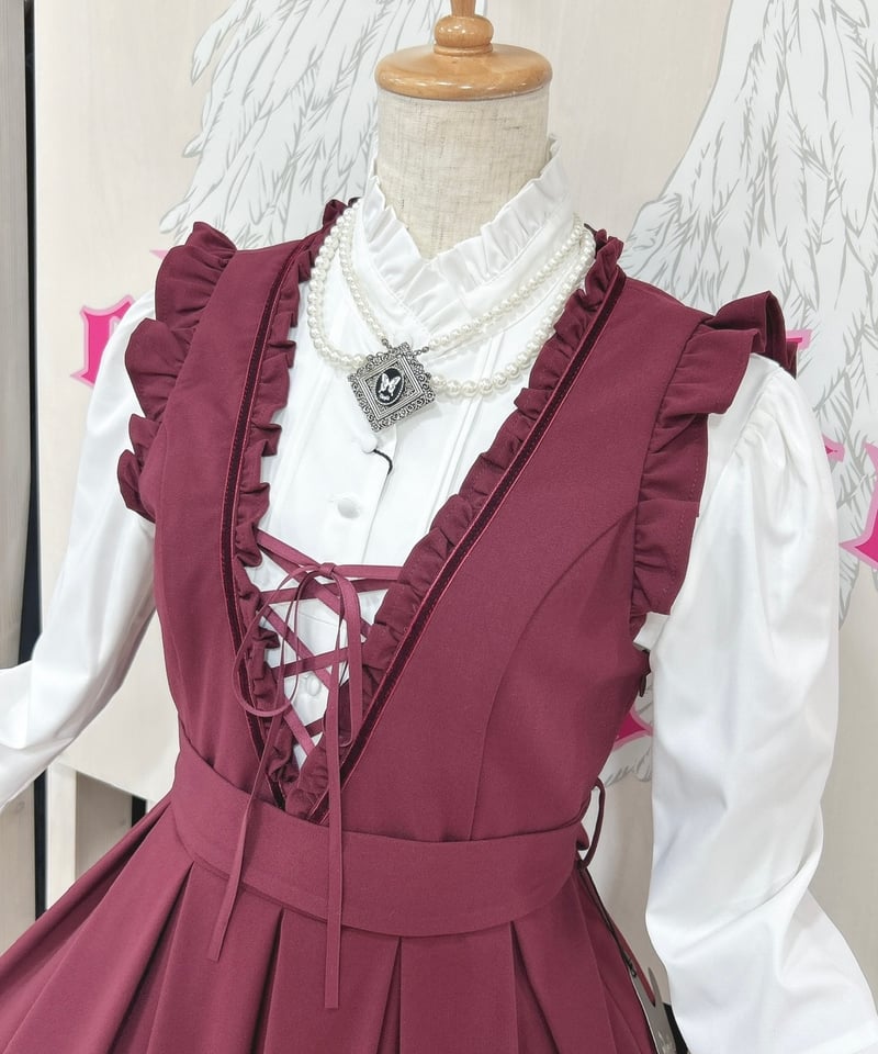 Sheglit／レースアップジャンパースカート（ボルドー） | chou chou