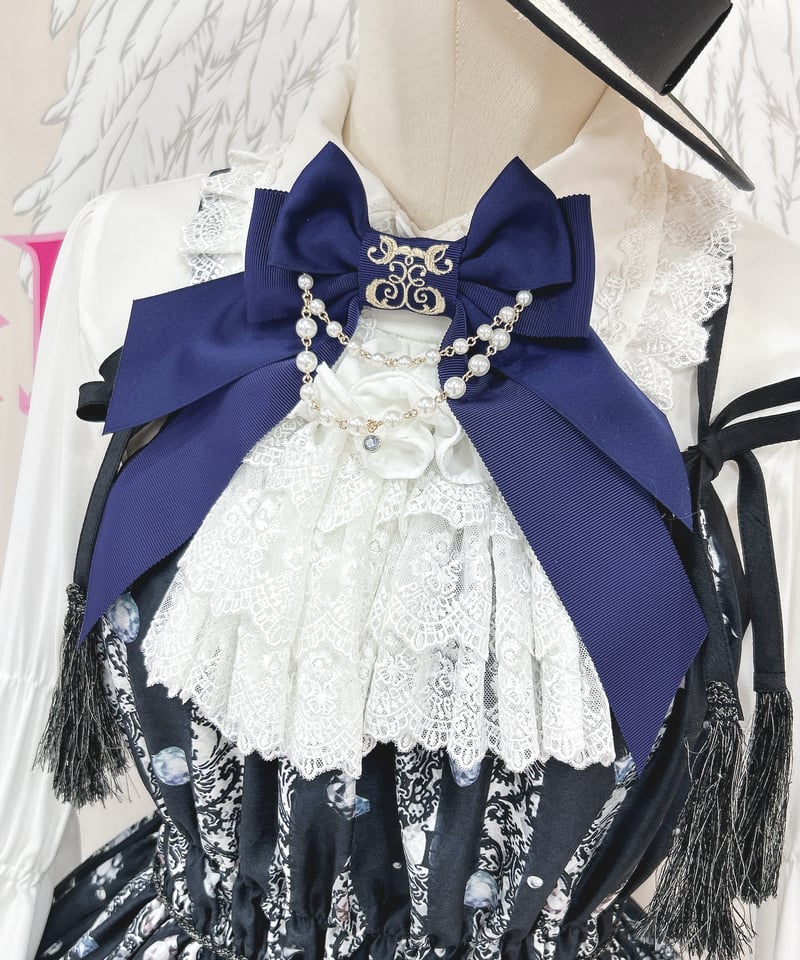 Enchantlic Enchantilly／ロゴ刺繍パールリボンブローチ（青） | chou