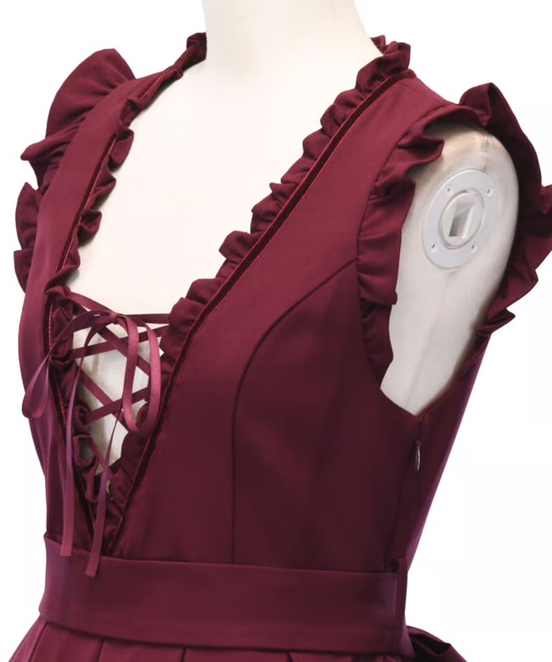 sheglit ジャンパースカート Sheglit／レースアップジャンパースカート（ボルドー） | chou chou