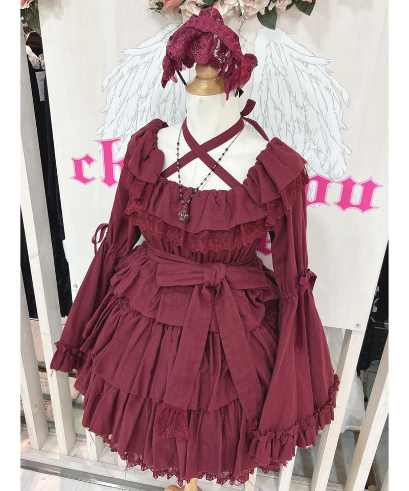 Vallée lys/Coquelicot Dress -gauze-(Bordeaux) | Vallée lys/Coquelicot Dress -gauze-(Bordeaux) |