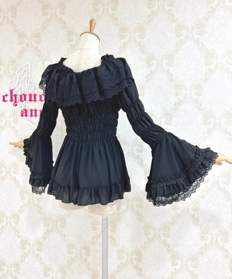 ATELIER-PIERROT／Shirring princess sleeve blouse （ブラック）