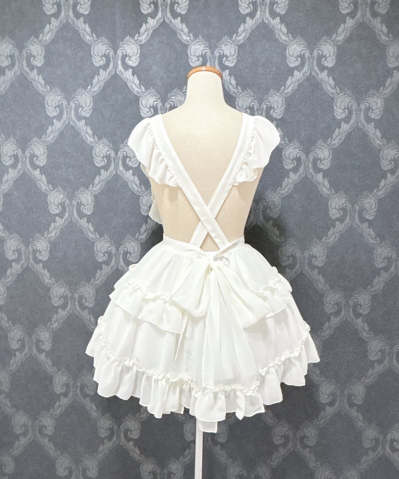 Pina sweetcollection／ティアードフリルエプロン （梨地アイボリー