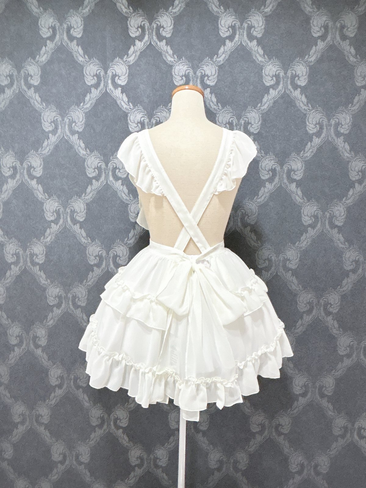 Pina sweetcollection／ティアードフリルエプロン （梨地アイボリー