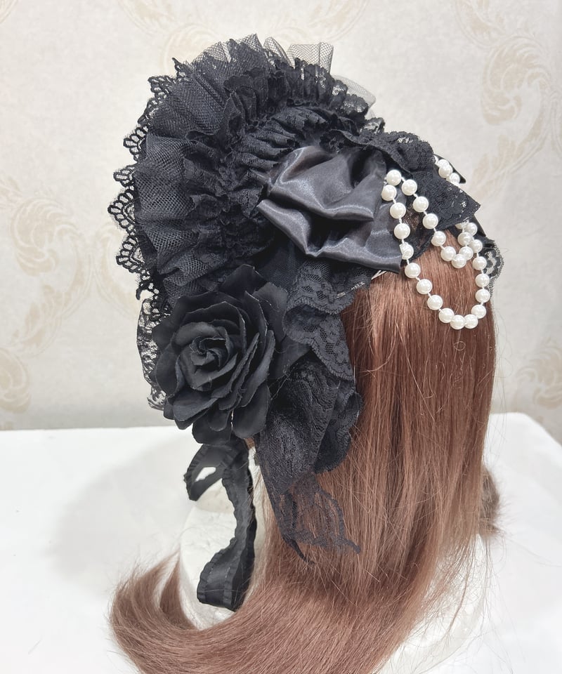 Triple fortune ボンネット　黒 Triple* fortune ／レースボンネット（ブラック） | chou chou ang