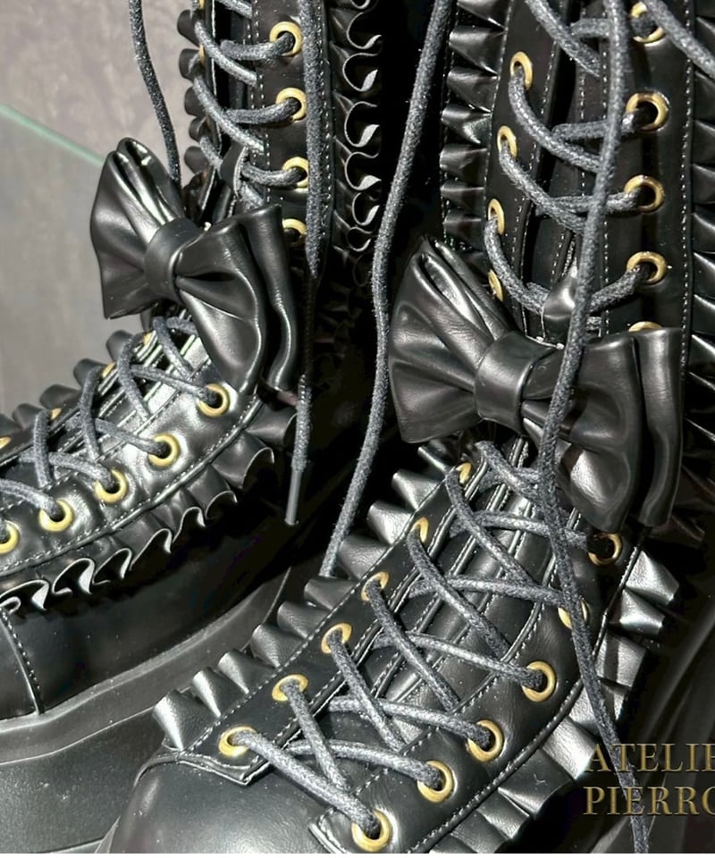 【牡蠣フライ】アトリエピエロ 厚底 ヒール リボン ブラック 楽天市場】by あしながおじさん 厚底 レースアップ シューズ