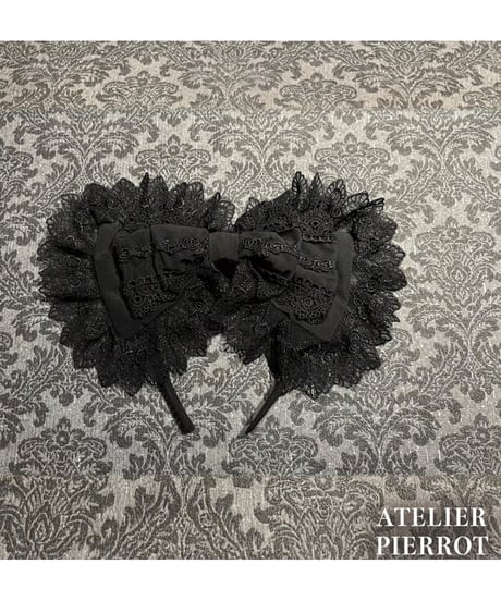 ATELIER-PIERROT／Sweet Lace Ribbon Headband （ブラック）