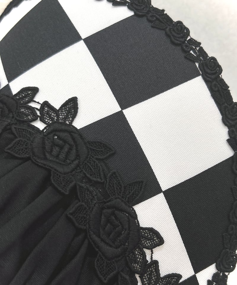 Enchantlic Enchantilly／ダイヤ柄ハーフボンネット（黒×白×黒