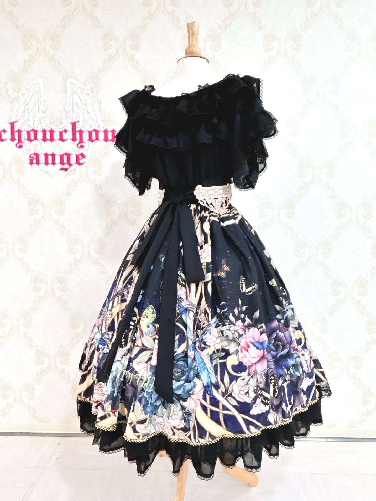藤花triple fortune トリプルフォーチュン　ワンピース Triple* fortune ／華蝶柄ワンピース（ブラック） | chou chou