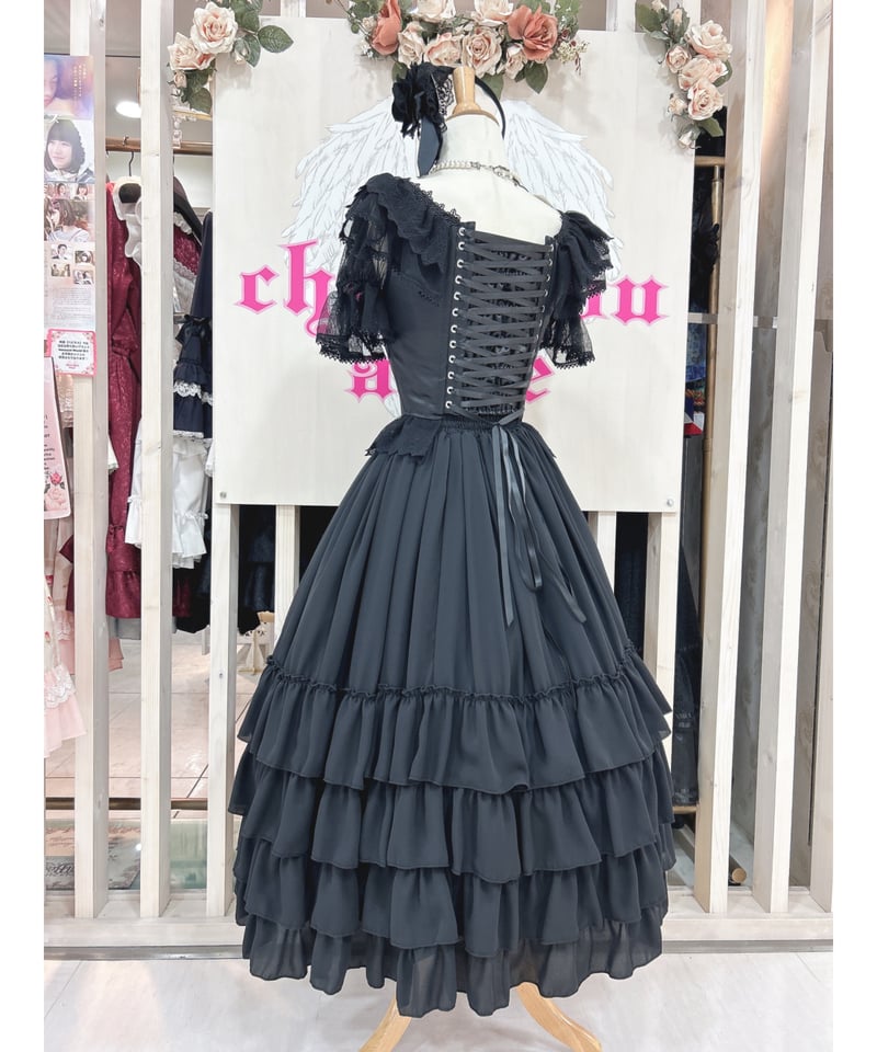 ブラックピースナウ シフォンコルセット Triple* fortune ／コルセットブラウス（黒） | chou chou ange