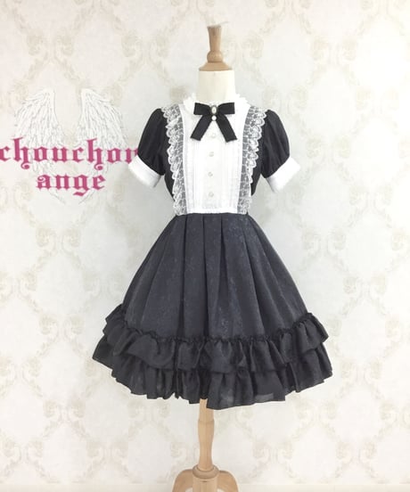 Pina sweetcollection／ローズジャガードワンピース（半袖）  ブラック