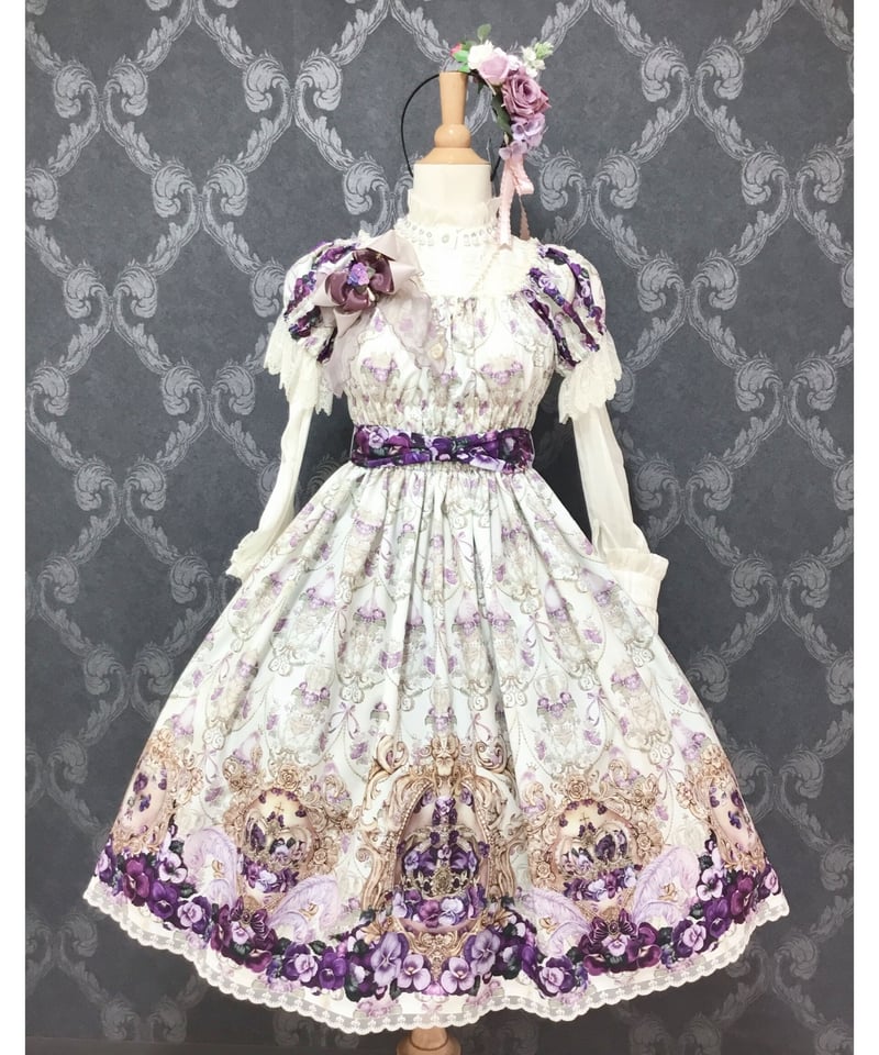 最終値下げ/アンシャンテリックアンシャンテリー すみれ姫の王冠ティアードJSK黒 ｱﾝｼｬﾝﾃﾘｯｸ ｱﾝｼｬﾝﾃﾘｰ／すみれ姫の王冠ワンピース（生成）Lサイズ