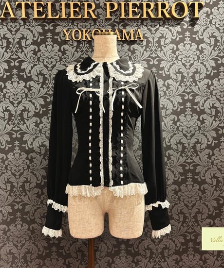 Vallée lys／Dreams Ladder Lace Long Sleeved Blouse （ブラック×ホワイト）
