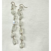 Blue Moonstone Square Long Earrings