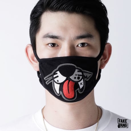 「FAKE TANG」ファッションマスク コットン製 紐調節可 デザインワッペン 送料無料 特典付き